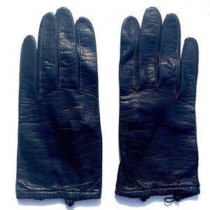 VTG Women’s Black Kid Leather Gloves, Wrist-Length, Unlined Size 7 ¼, Germany